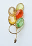 Multicolor Glass Cabochon and Gold Metal Brooch