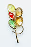 Multicolor Glass Cabochon and Gold Metal Brooch
