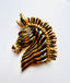 1980's Black and Gold Zebra Brooch, 2.25"
