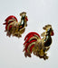 Gerry's Creations 1970's Enamel and Metal Chicken Brooch Set, 1" & 1.25"