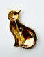 1980's Black Enamel and Gold Tone Cat Brooch, 2"