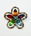 Multi Color Rhinestone Floral Vintage Brooch