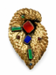 1960's MYLU NY Hammered Goldtone Multi Cab Leaf Brooch