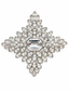 1990's KJ Lane Jackie O Cruciform Rhinestone Brooch, 3"