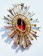 1980's Larges Kenneth Jay Lane Ruby Red and Clear Rhinestone Stardust Brooch, 3"