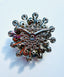 1950's Ruby Red and Clear Rhinestone Cluster Silver Metal Brooch