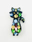 1950's Multi Color Rhinestone Cat Japanned Brooch