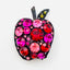 1950's Fuchsia, Ruby Rhinestone Japanned Apple Brooch