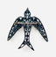 1950's Florenza Topaz Rhinestone Soaring Swallow Japanned Brooch