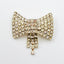 1950's Prong-Set Rhinestone Bow Dangle Brooch