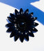 1960's Black Metal Flower Power Daisy Brooch, 3.125"
