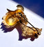 1960's-70's Gold Metal Bobble Head Scottish Terrier Brooch with Rhinestone Eyes & Ears