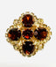 1960's Domed Brown Smokey Topaz and Yellow Rhinestone Gold Tone Brooch