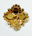1960's Domed Brown Smokey Topaz and Yellow Rhinestone Gold Tone Brooch