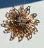1950's Hollywood Glam Floral Rhinestone Starburst Gold Metal Brooch
