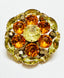 Early 1950's Yellow Orange Domed Floral Glam Brooch