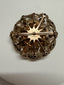Early 1950's Yellow Orange Domed Floral Glam Brooch