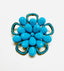 MCM Resort Palm Beach Style Turquoise Gold Tone Floral Brooch