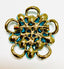 MCM Resort Palm Beach Style Turquoise Gold Tone Floral Brooch