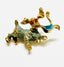 Mid 1960's Enamel and Rhinestone Running Dog Playful Pup Brooch