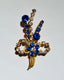 1950's Blue and Clear Rhinestone Floral Bouqet Brooch