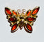 Orange, Red, and Brown Rhinestone Butterfly Brooch