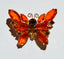 Orange, Red, and Brown Rhinestone Butterfly Brooch