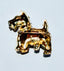 1990's Rhinestone Gold Dog Brooch with Blue Collar
