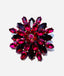 Mid Century Modern Red Pink Rhinestone Flower Brooch