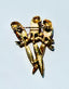 1970's Three Birds Cranberry Lucite Cabochon Rhinestone Gold Tone Brooch