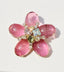 1960's Pink Lucite and Rhinestone Cabachon Flower Brooch