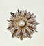 1960's Gold and Champagne Freshwater Pearl Flower Brooch