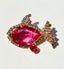 Vintage Pink Rhinestone Fish Brooch