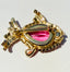 Vintage Pink Rhinestone Fish Brooch