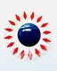 MCM Enamel Red, White, Blue Sunburst Brooch