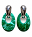 1970's Malachite and Sterling Silver French Clip Earring