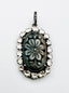 Carved Labradorite Oval Sterling Silver Pendant with AAA 1.07 cts Diamonds, 1.50"