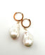 White Freshwater Baroque Pearl with 12mm Gold Fill Huggie, 1.5"